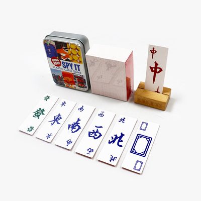 satın al Özel Baskı Amerikan Mahjong Kartları Oyun Kartları Çok oyunculu Kağıt Mahjong Kartı Teneke Kutusu ile online manufacture