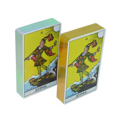 satın al Özel Tasarımlı Holografik Altın Kenar Tarot Kartları 57*87mm Boyutlu ve Broşür Talimatlı online manufacture