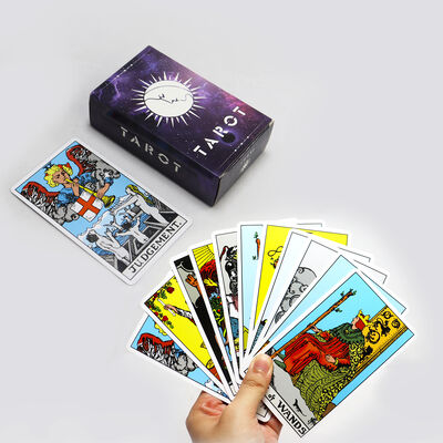 satın al Kılavuzlu Özel Basılabilir Tarot Kartları - 310gm Siyah Çekirdek Kağıt & Özel Boyut online manufacture