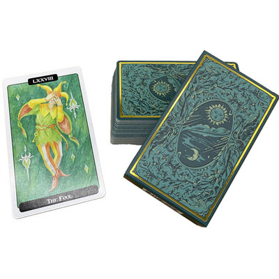 satın al 63*88mm Yazdırılabilir Tarot Kartları mat yeşil renkli yuvarlak köşe online manufacture