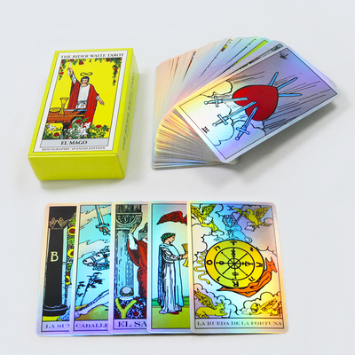 Toptan sıcak satılan özel kehanet tarot kartları kitapçığı ile lazer baskı oyun kartları oynamak