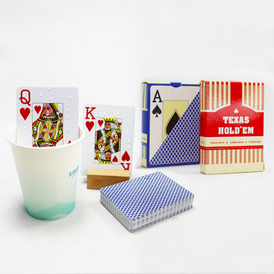Özel Yüzey Finish Su geçirmez Jumbo Index Plastik Poker Kartları Set