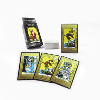 Kişiselleştirilmiş Kehanet Destesi için Ücretsiz Numuneli, Özel Tasarım 310gsm Siyah Çekirdekli Kağıt Tarot Kartları