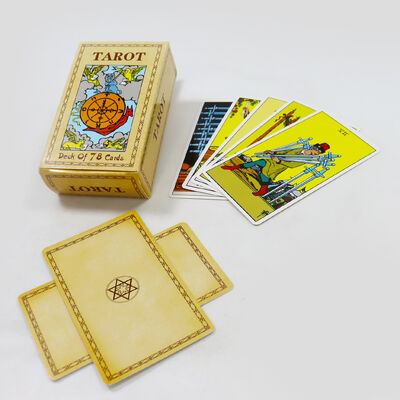 Toptan Özel Tasarım 310gsm Büyü ve Eğlence Rehberiyle Siyah Çekirdekli Kağıt Tarot Kartları