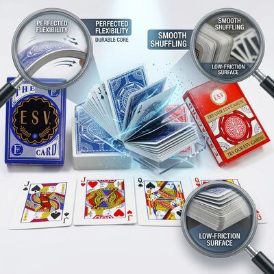Beyaz Core Kağıt Poker Oyun Kartları Dengeli Esneklik İçin Pürüzsüz Karıştırma ve Rastgele Oyunlar