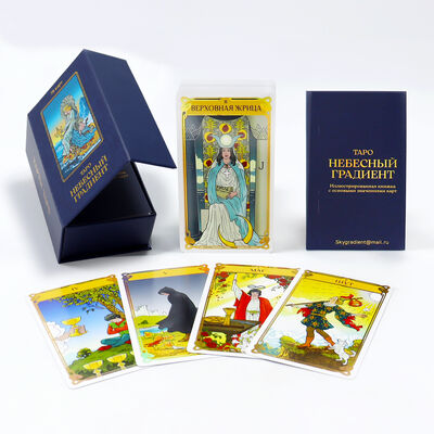 Yüksek Kaliteli Özel Holografik Altın Folyo Tarot Kartları Rusca Tarot Kartları Rehberli