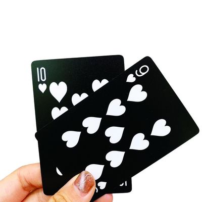0.32mm Siyah Plastik Suya Dayanıklı Poker Oyun Kartları Özel Logo